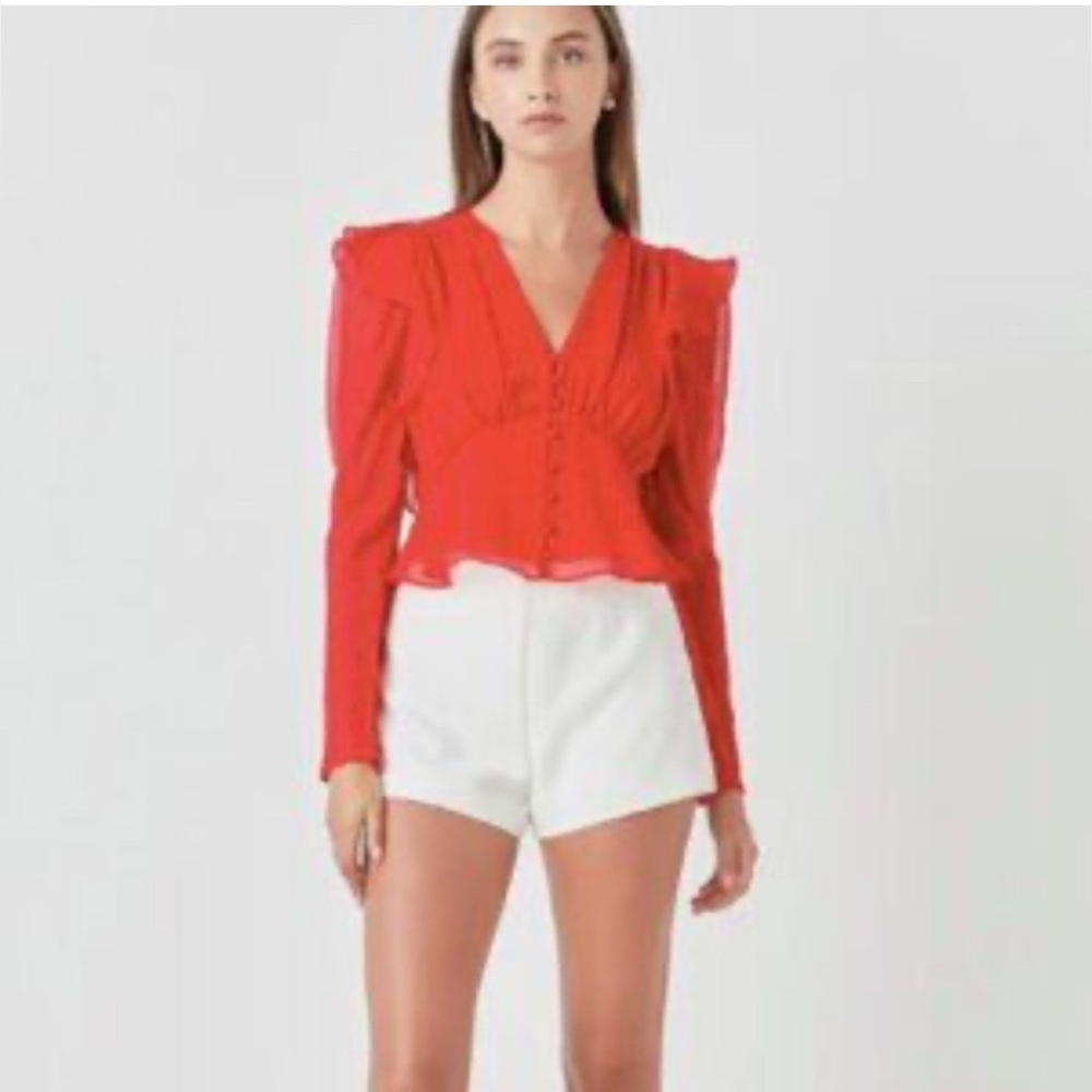 Endless Rose Elegant Red Women's Sheer Top  Size-X-Small